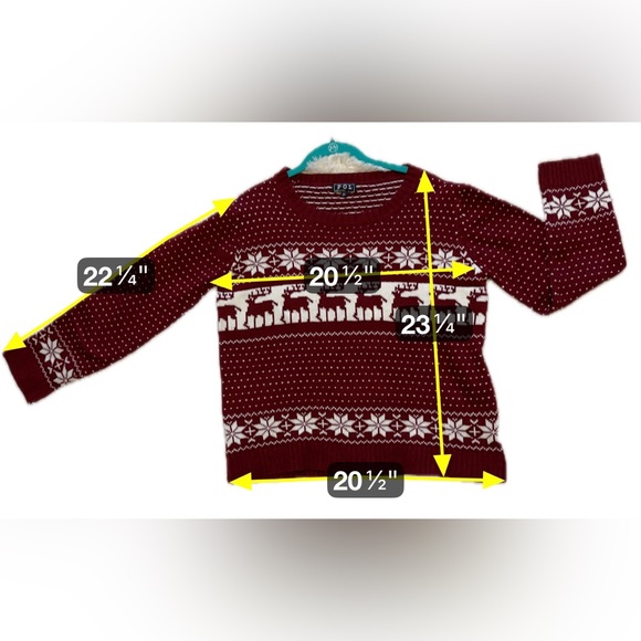 POL Red White Reindeer Fair Isle Sweater Knit Pullover Christmas Winter XL - Picture 6 of 6